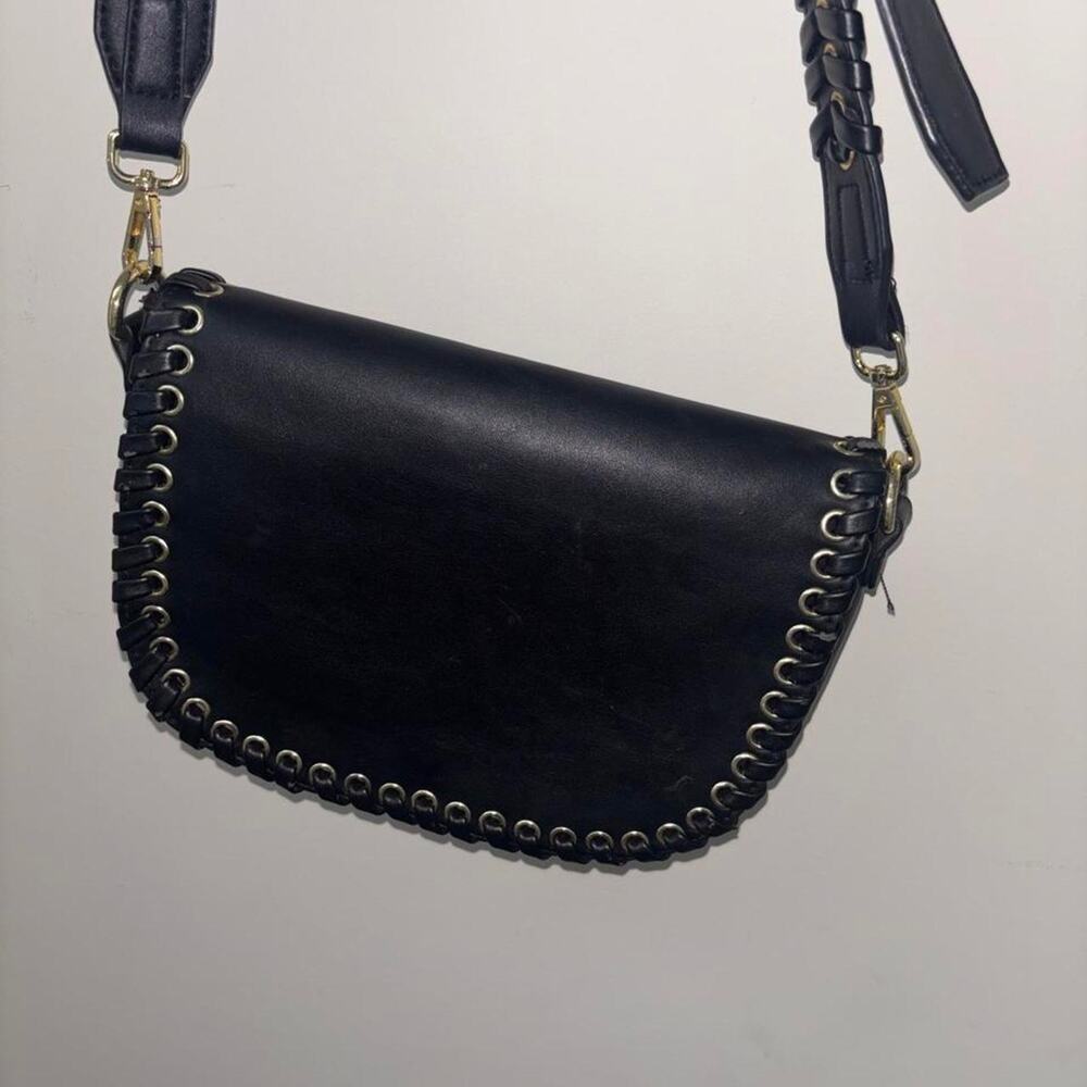 Black crossbody bag - gold-tone hardware